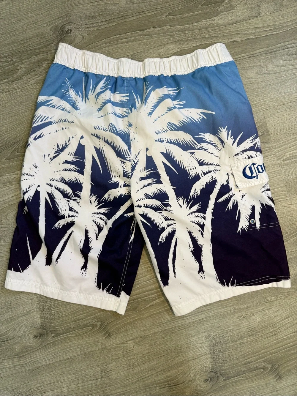 Y2K Corona Men’s Swim Board Shorts - bathing suit - beer beach pool vacation